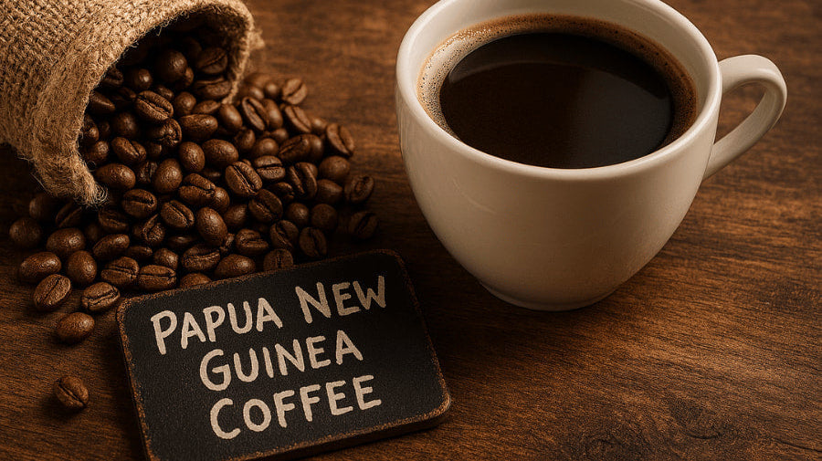 Freshly roasted Papua New Guinea coffee beans from Carlini Coffee
