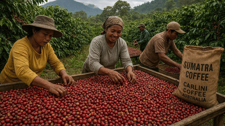 The amazing and delicious Sumatra coffee beans at Carlini Coffee