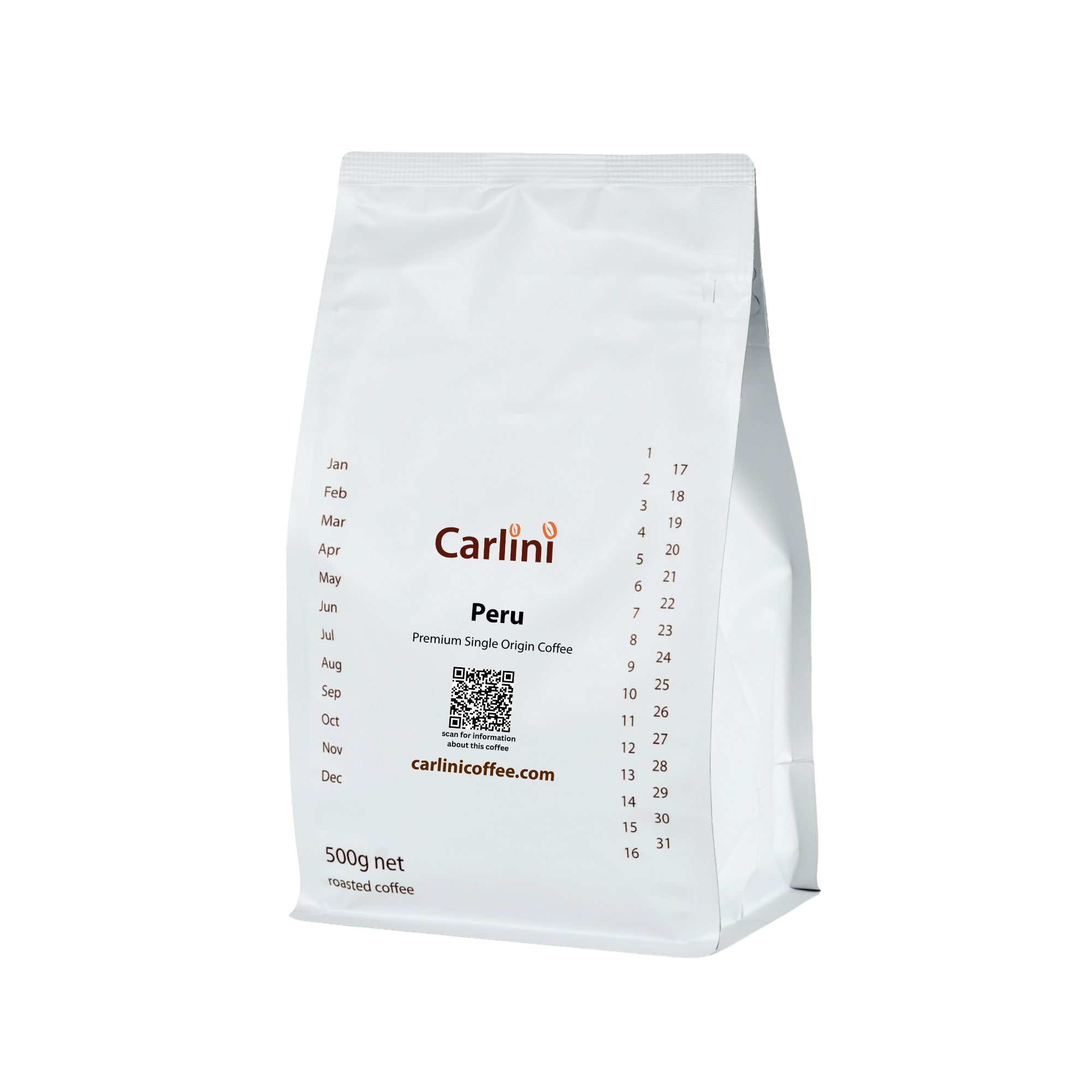 500g pack of Carlini Coffee Peru single origin coffee