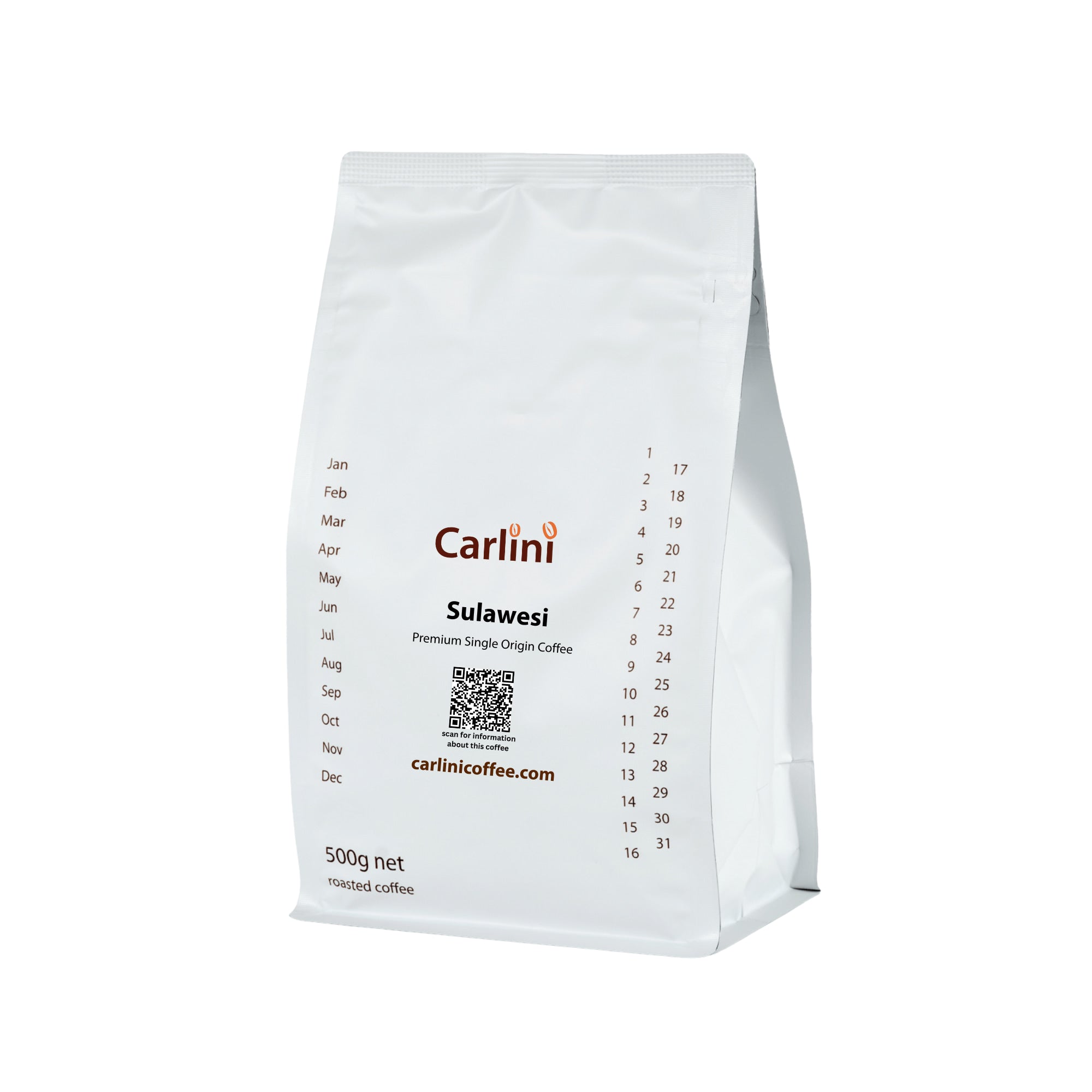 Carlini Coffee 500g bag of premium quality Sulawesi coffee