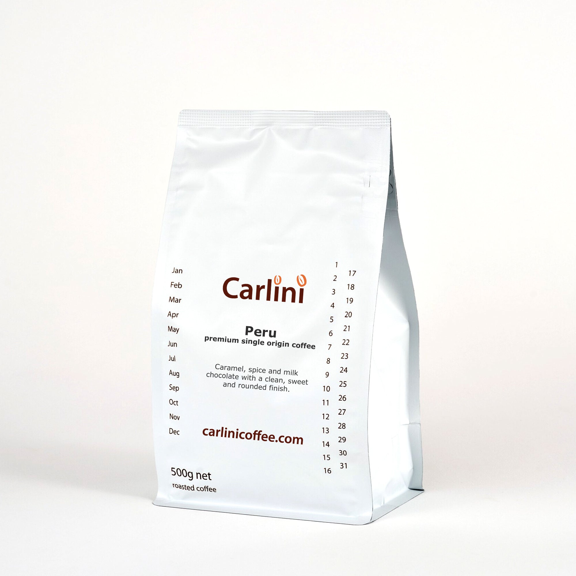 500g pack of Carlini Coffee Peru single origin coffee