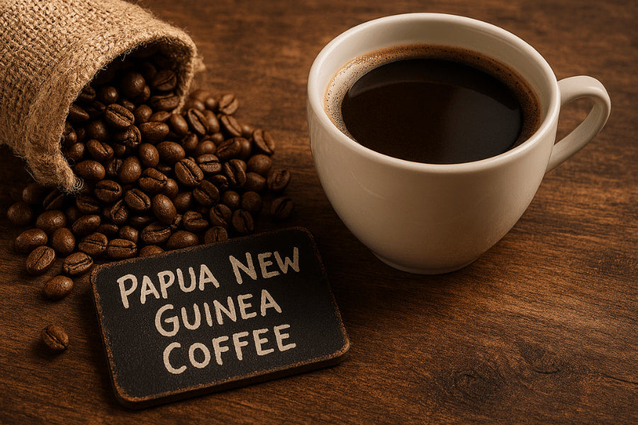 Freshly roasted Papua New Guinea coffee beans from Carlini Coffee