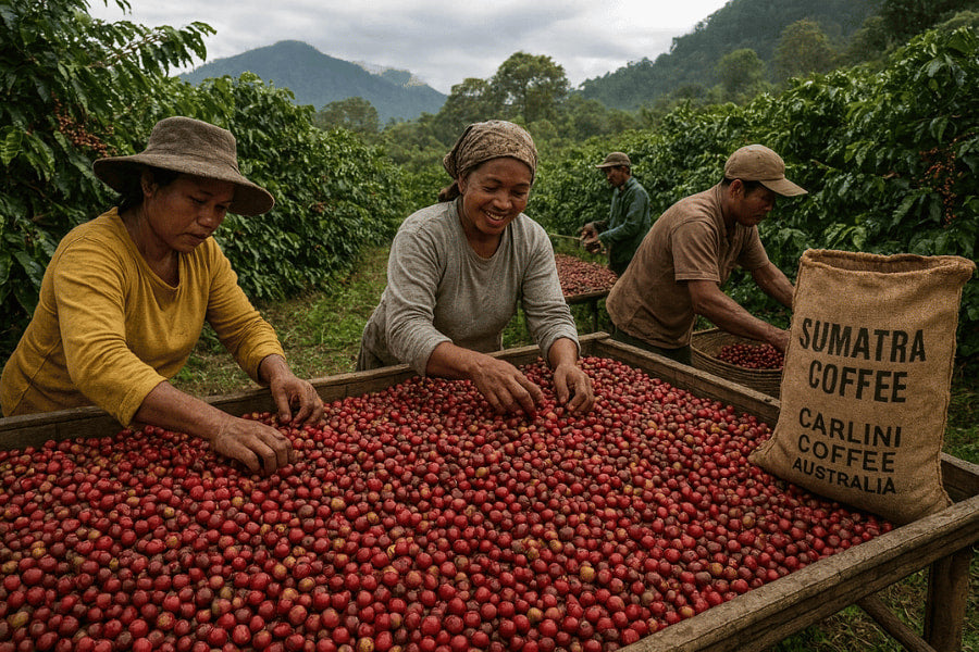 The amazing and delicious Sumatra coffee beans at Carlini Coffee