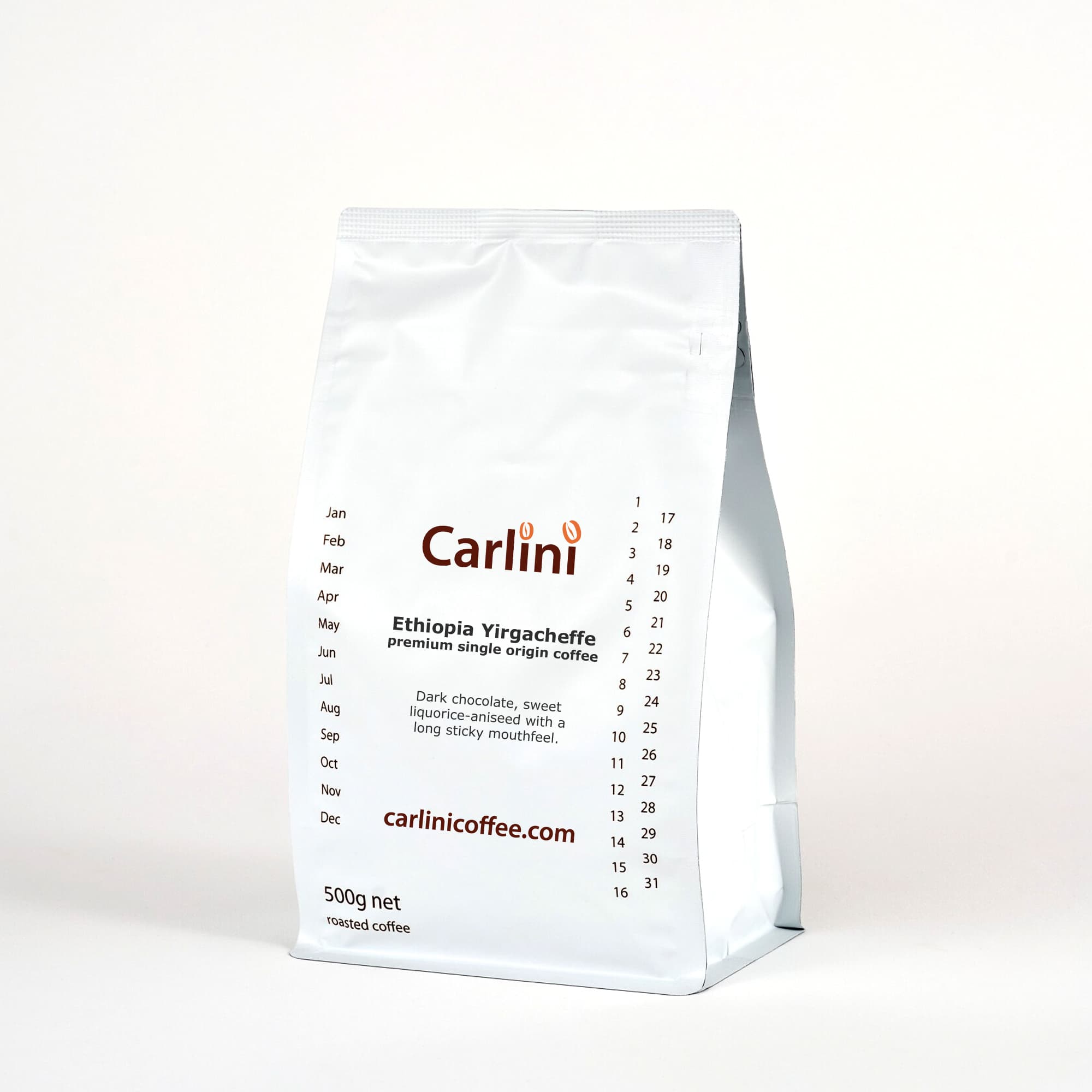 Carlini Coffee 500g pack of Ethiopia Yirgacheffe premium quality single origin coffee