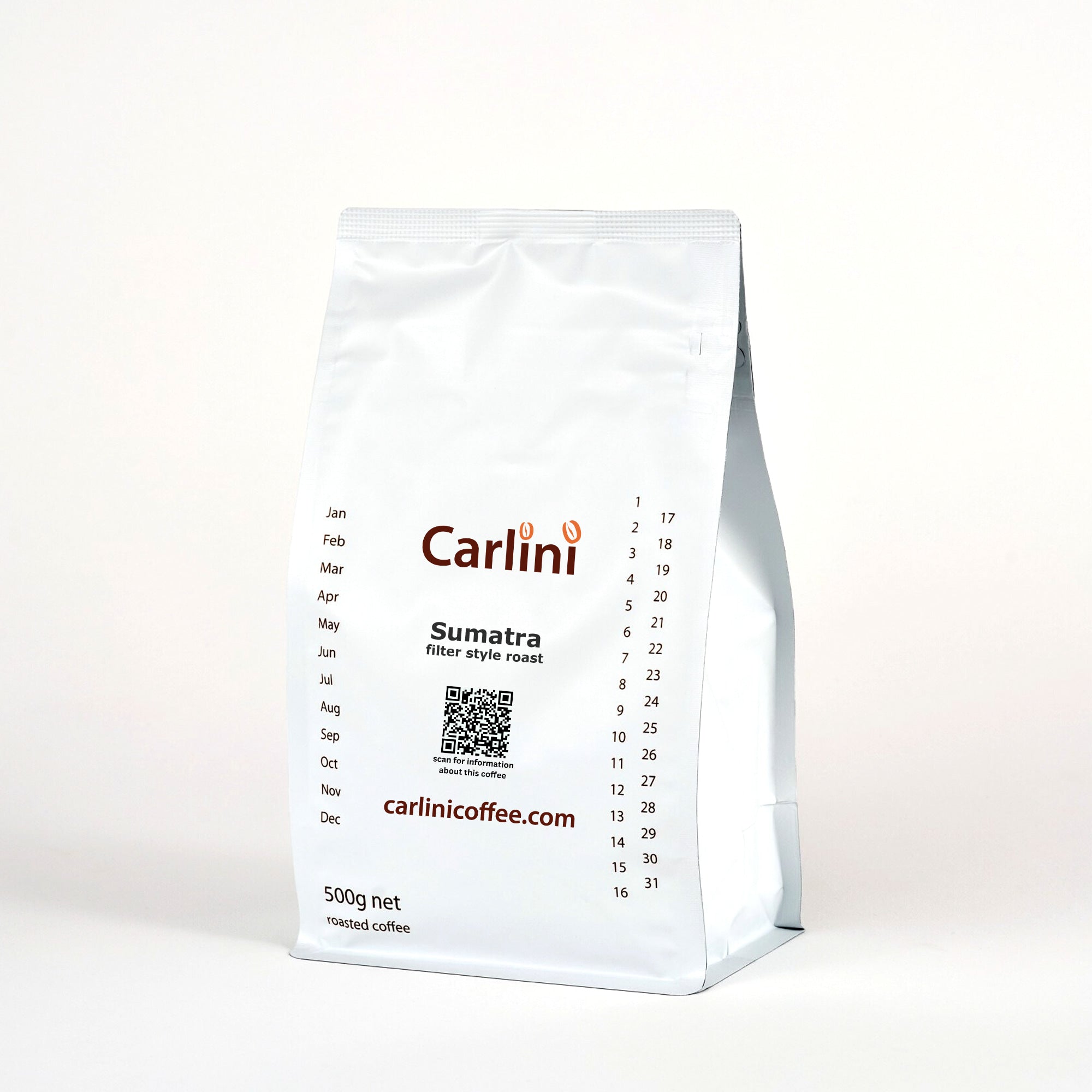 Carlini Coffee Sumatra Filter roast coffee 500 pack size