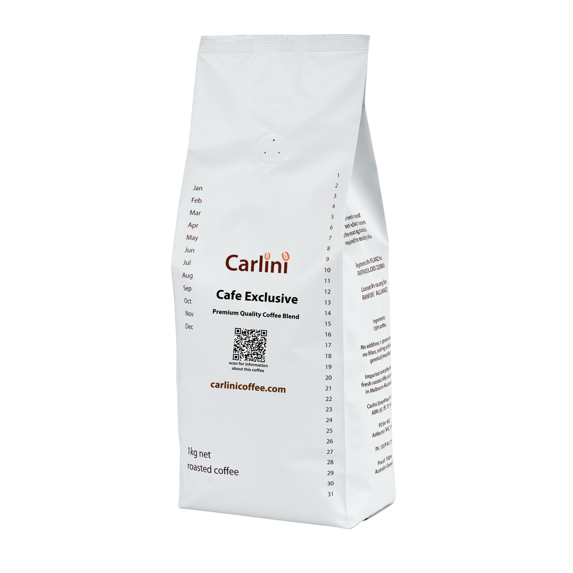 Carlini Coffee 1kg pack of Cafe Exclusive premium coffee blend