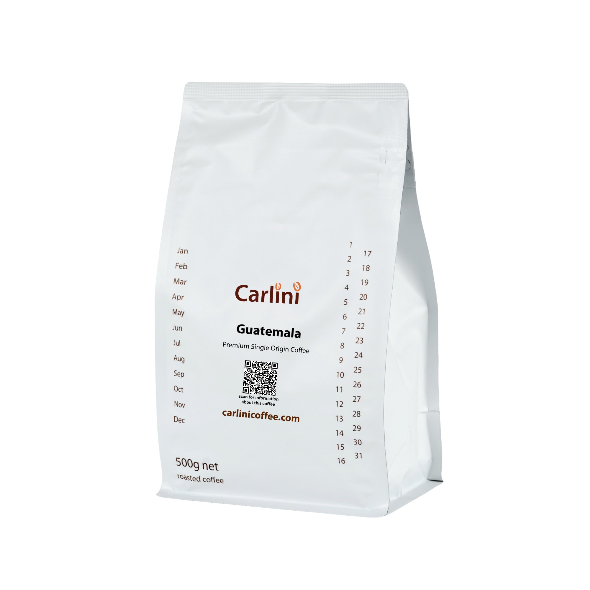 Carlini Coffee 500g pack of quality single origin Guatemala coffee beans