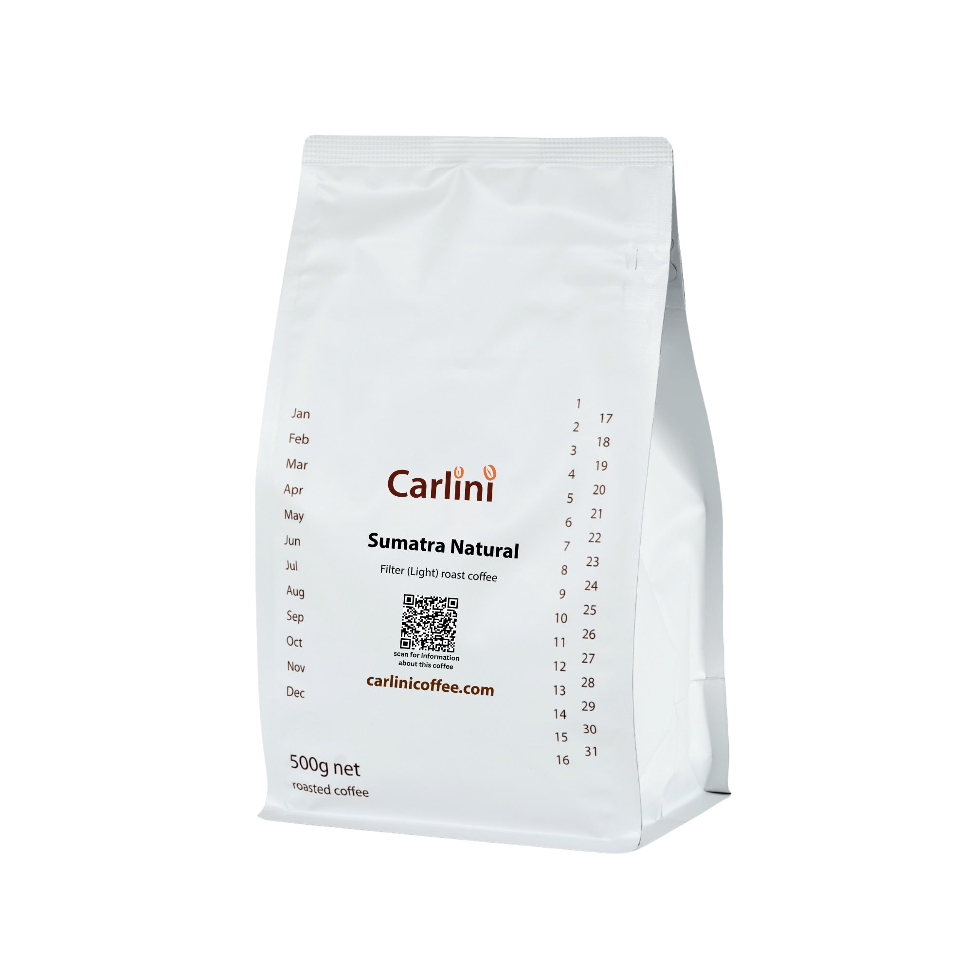 Carlini Coffee Sumatra Filter roast coffee 500 pack size