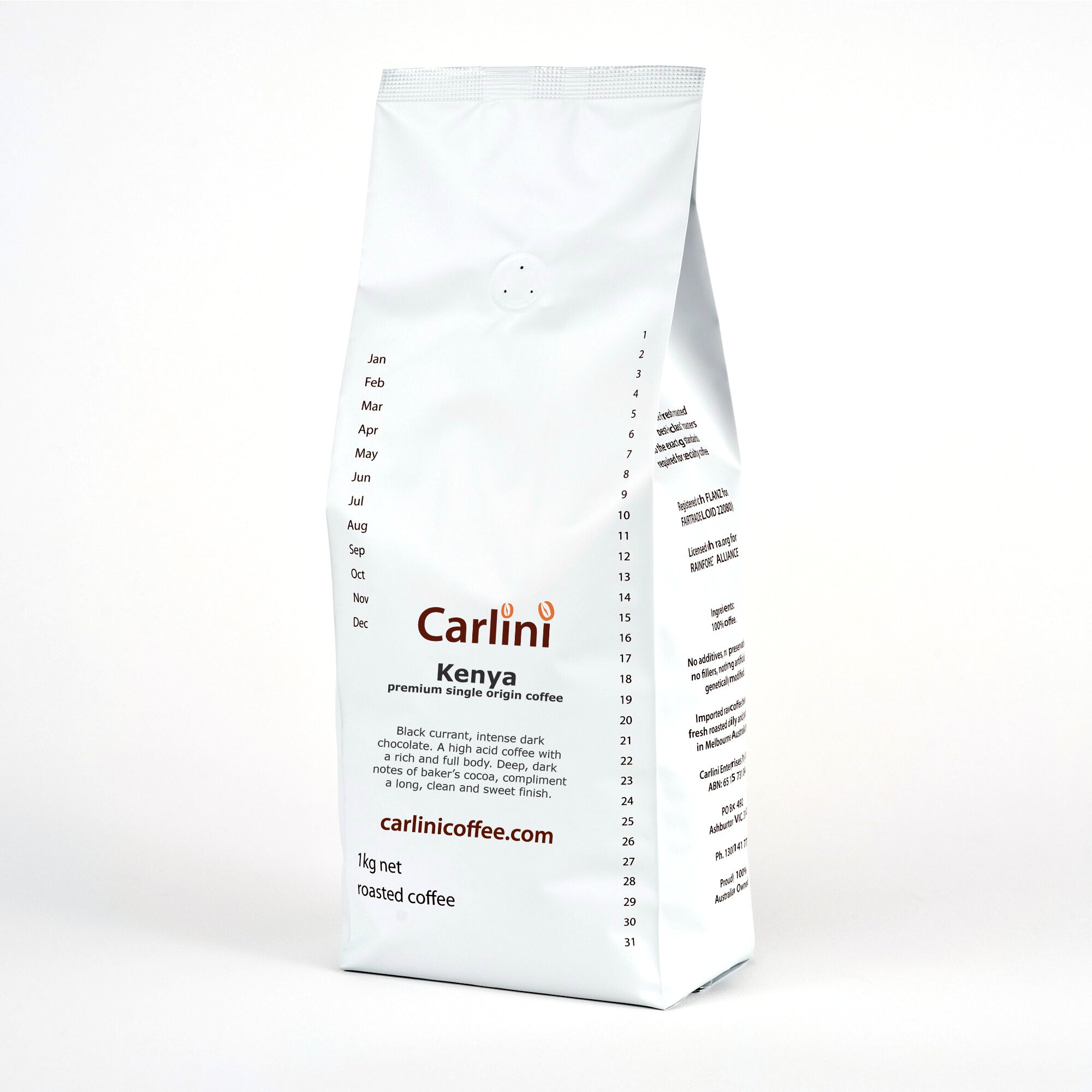 Carlini Coffee 1kg pack of premium quality Kenya single origin coffee