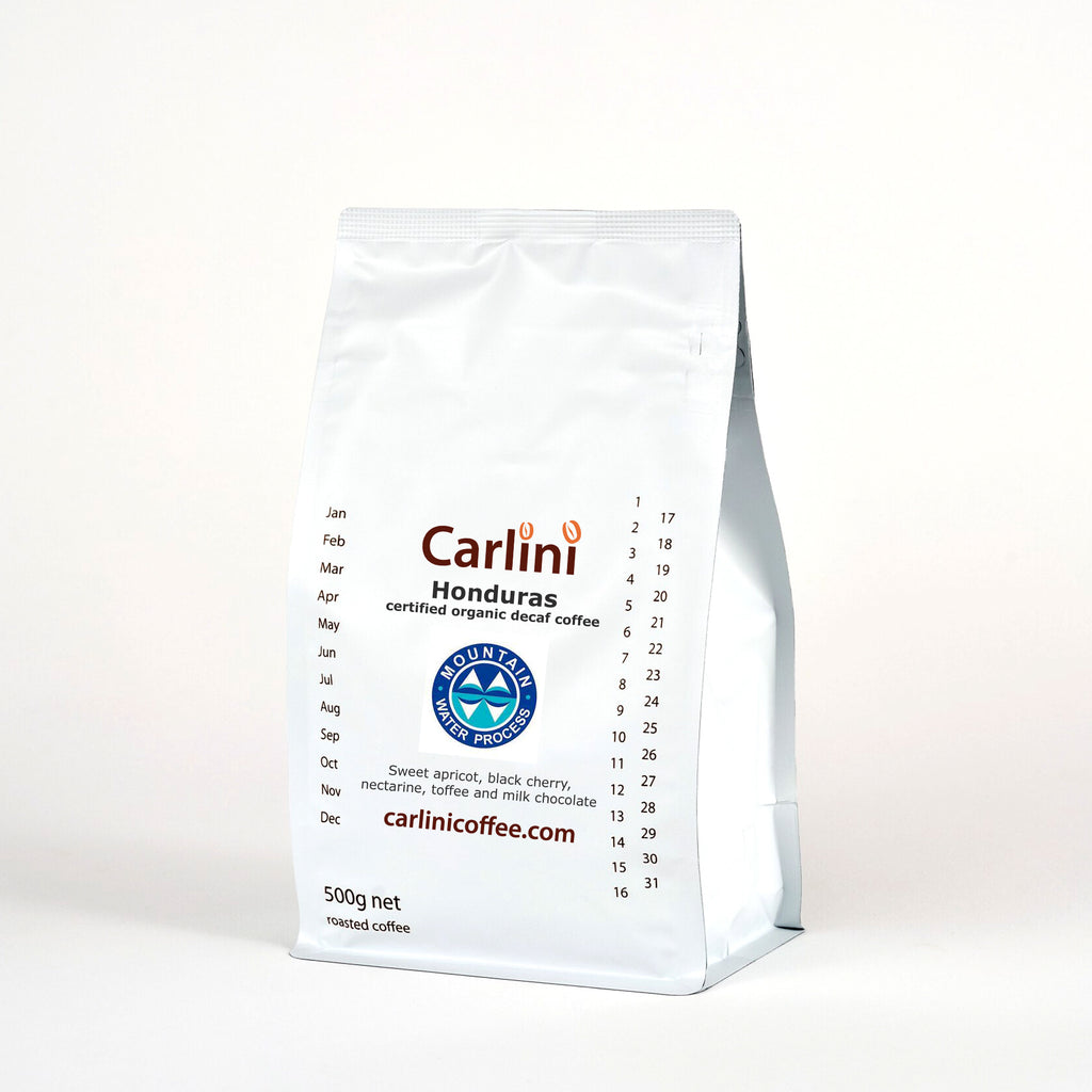 Carlini Coffee 500g pack of Organic Mountain Water chemical free Decaf coffee