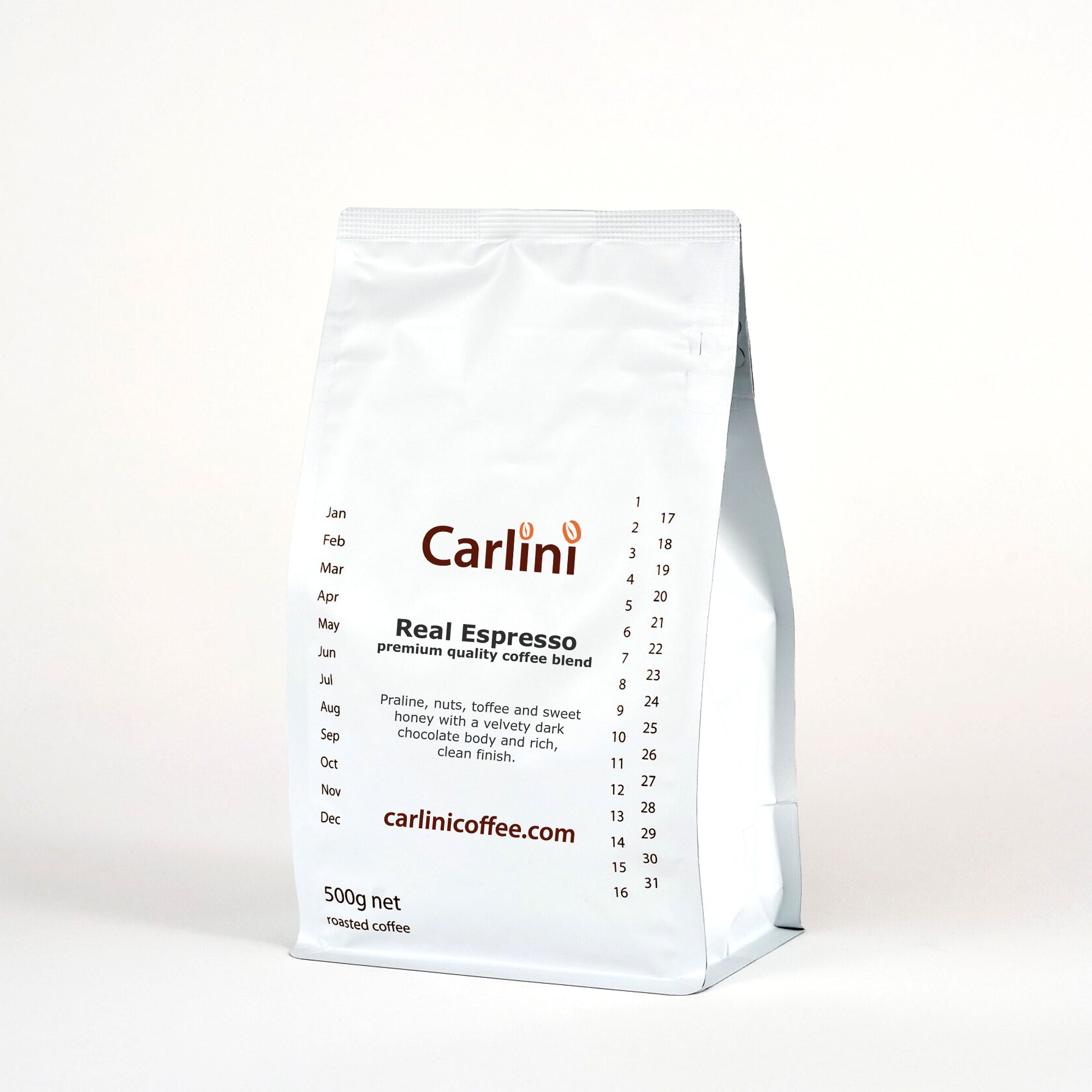 Carlini Coffee 500g pack of Real Espresso premium coffee blend